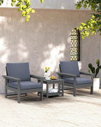 SERWALL HDPE Patio Sofa Set, 3-piece Sectional Outdoor Furniture Set, All - Image 7