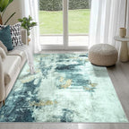 4x6 Area Rugs for Living Room Washable Bedroom Dining Room Teal Grey Gold | by Aelenmu