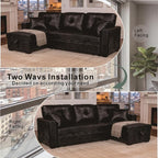 L Shaped Sectional Couch with Storage and Pull Out Bed, 3 Seater Sleeper Sofas - Image 7