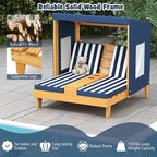 HONEY JOY Kids Chaise Lounge Chair Outdoor, Toddler Wood Double Pool Lounger - Image 7