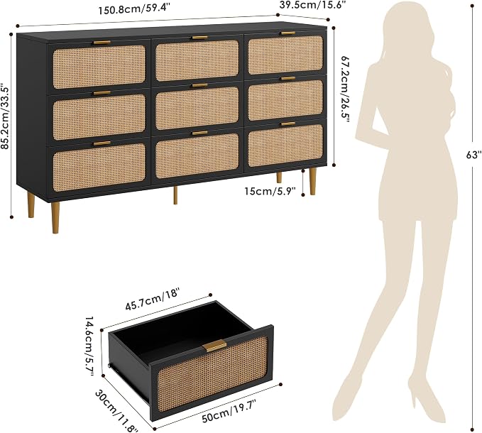 GarveeHome Rattan 9 Drawer Dressers - Image 2