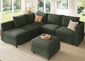 HONBAY Modular Sectional Sleeper Sofa Green Couch L Shaped Sectional Sofa by HONBAY
