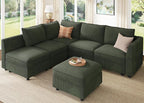 HONBAY Modular Sectional Sleeper Sofa Green Couch L Shaped Sectional Sofa by HONBAY