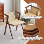 Furlide Rattan Dining Chair, Mid-Century Accent Armchair, Wicker Chair - Image 4