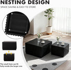 Black Nesting Tables for Living Room, Square Nesting Coffee Table Farmhouse - Image 6
