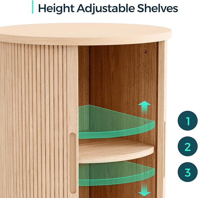 LINSY HOME Round Fluted End Table, Tall Side Table - Image 5