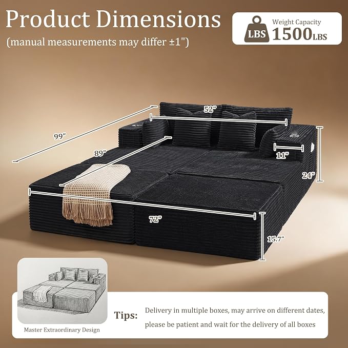 72" Cloud Sectional Couch, Comfort Sleep Sofa - Image 2