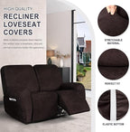 ANARACHON Leather Look Loveseat Recliner Cover, 6-Pieces Stretch Dual Recliner - Image 4
