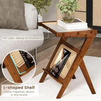 Giantex Rattan Side Table, Boho Nightstand - Image 5