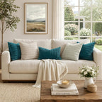 MIULEE Euro Sham Corduroy Decorative Throw Pillow Covers 24x24 Teal | Pack of 2 - Image 5