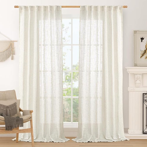 102 inch Semi Sheer Linen Curtains by LAMIT