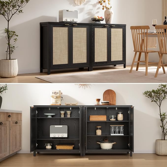 SICOTAS Rattan Sideboard Buffet Storage Cabinet - Image 9