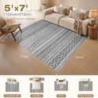 cotiled Boho 5x7 Area Rugs for Living Room: Soft Moroccan Washable Rug | Solve - Image 9