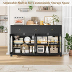 FINETONES Buffet Cabinet with Storage, 55.1" Large Sideboard Buffet Farmhouse - Image 7