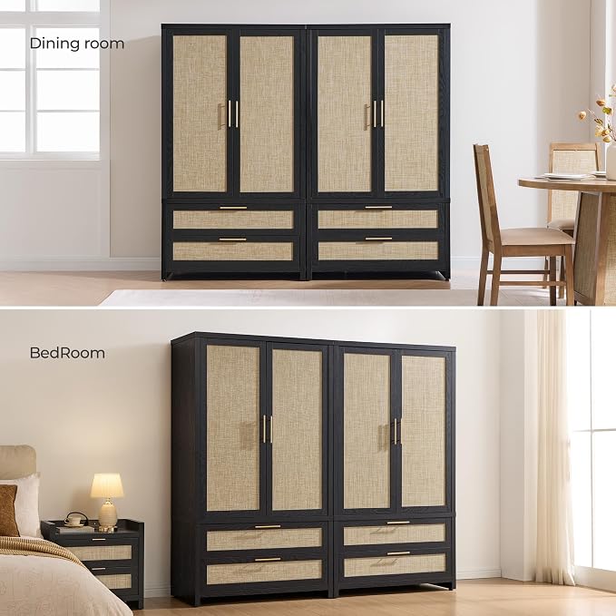 SICOTAS Larger Armoire Wardrobe Closet, Boho Armoire Clothes Organizer - Image 8