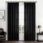 Black Viral Sheer Curtains 84 Inches Long by PleatedDrapes