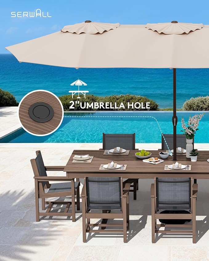SERWALL 9 Piece Outdoor Dining Set - Image 6