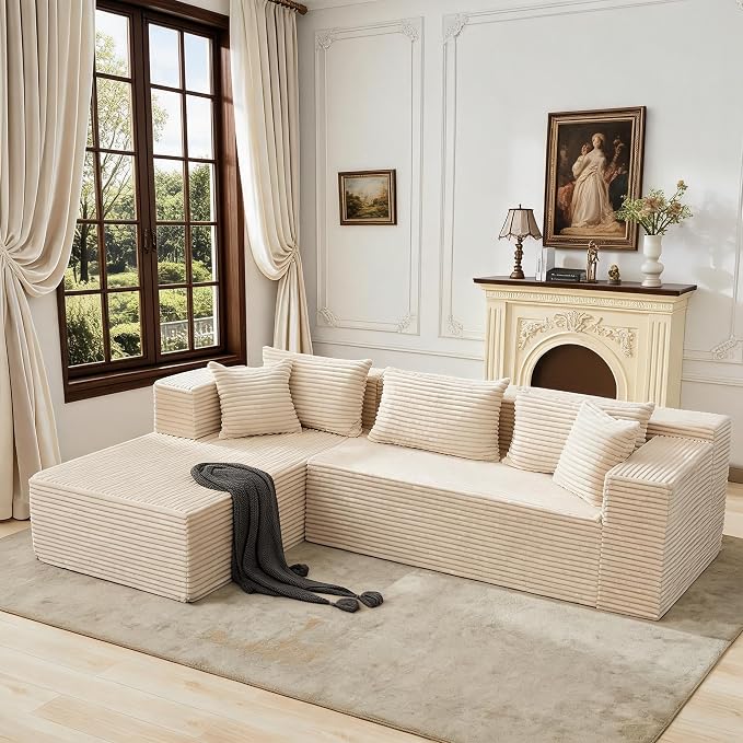 Hetoy Oversized L Shape Modular Sofa, Soft Modular Sectional Couch by HetoyRideon