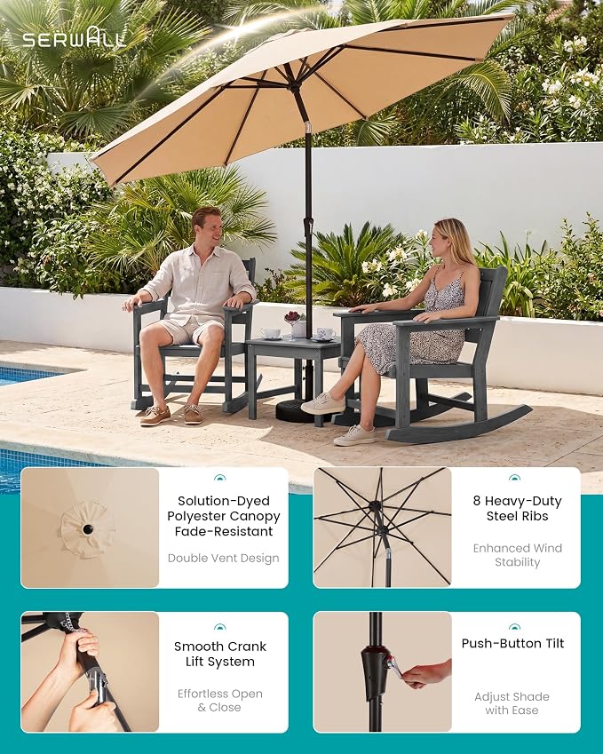 SERWALL Outdoor Rocking Chairs Set of 2 - Image 3