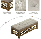 Befurtori Large Rectangular Upholstered Ottoman Bench, Linen Tufted Footrest - Image 6