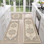 HEBE Boho Kitchen Rugs Set of 3, Non Slip Washable Kitchen Mats - Image 3