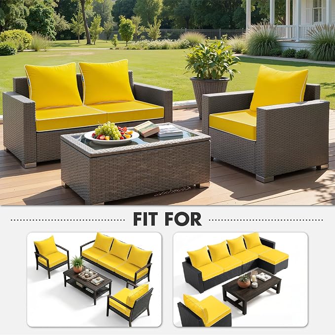 MIULEE Yellow Outdoor Seat Cushion 24x24 Inch Waterproof & 3 Year Fade - Image 5