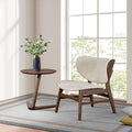 Mid-Century 2-piece Wingback Accent Chair and Table Set Beige Brown Solid by Unknown