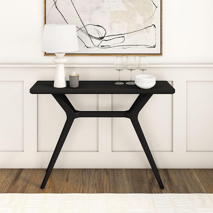 Plank+Beam Verso Console Table, 46 Inch Solid Wood Modern Sofa Table, Narrow - Image 3