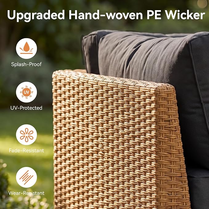 Aoxun 8-Piece Patio Furniture Set, Wicker Outdoor Furniture - Image 7