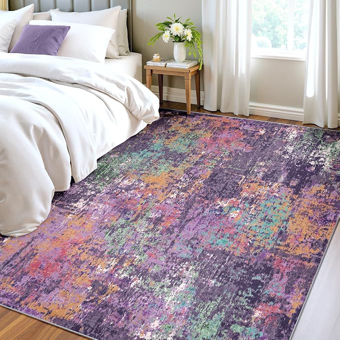RELEANY Washable 4'x6' Abstract Area Rug - Image 3
