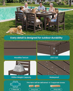 SERWALL Patio Dining Sets for 6 Person, HDPE Dining Set - Image 7