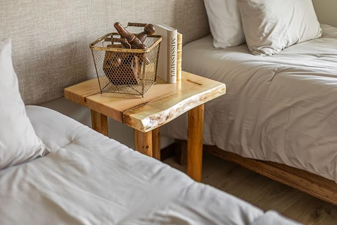 SRL Rustic Log End Table Pine & Cedar – Small Indoor End Table, Wood End Table - Image 3