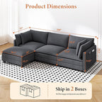 Vesgantti 109" L Shaped Cloud Sectional Couch, Comfy Corduroy Upholstered - Image 2
