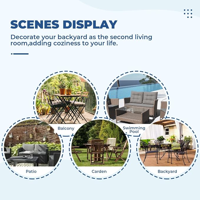 DANGHOOGY Wicker Chair Cushions, Waterproof Outdoor Loveseat Cushions - Image 7
