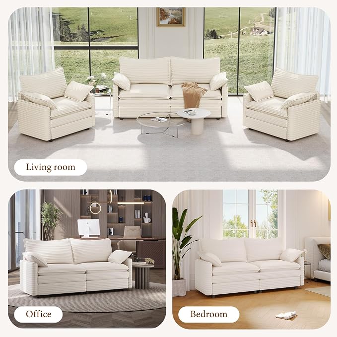 Vesgantti 74" Cloud Couch for Living Room, 2 Seaters Deep Seat Sectional - Image 7