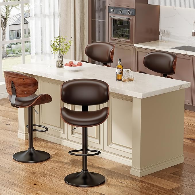 YaFiti Swivel Bar Stools Set of 2, Modern PU Leather Adjustable Counter Stool - Image 8