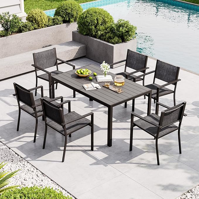 Aoxun 8-Piece Patio Table and Chairs Set & 15ft Patio Umbrella - Image 2