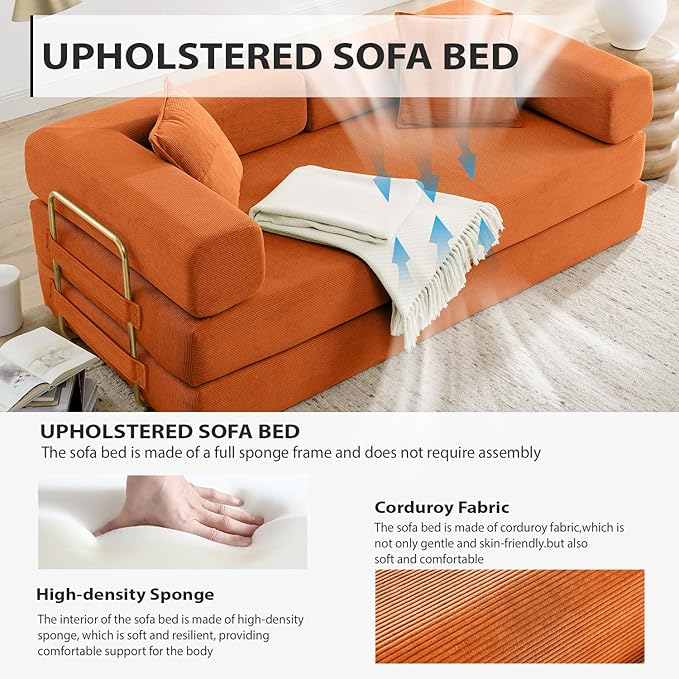 HANXIN Convertible Sleeper Sofa Bed, 78 Inch Folding Floor Mattress Couch - Image 3
