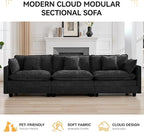 111'' Sectional Cloud Deep Seat Couch, Modern Comfy Chenille Modular Sectional - Image 6
