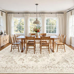 8x10 Area Rugs Living Room: Bedroom Washable Carpet Beige/Ivory | Vintage Boho - Image 3