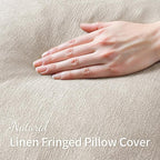 MIULEE Linen Decorative Euro Throw Pillow Covers Natural Beige 28x28 | Set of 2 - Image 2