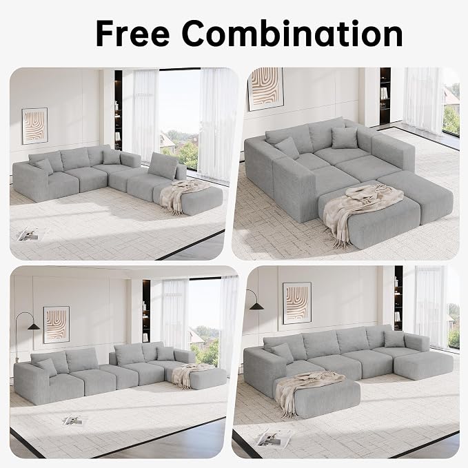 152''Modular Sectional Sofa, Large Boneless Sectional Couches - Image 5