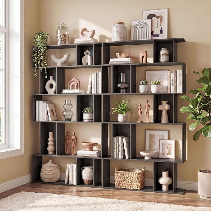 Giantex 5-Tier Bookshelves Set of 2, 10-Cube Geometric Bookcase - Image 2