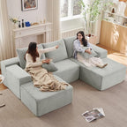 107" Comfy U-Shaped Sectional Modern Boneless Corduroy Couch by ODUWA
