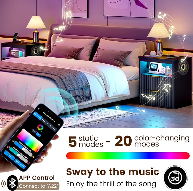 WOOVIVS Modern Nightstand Set of 2 - Image 4