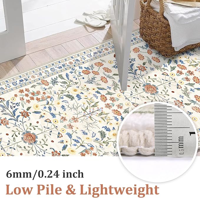 Yamaziot 2x6 Washable Hallway Runner Rug Non Slip Carpet, Colorful Beige | Soft - Image 3
