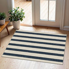 Blue and White Striped Outdoor Rug by Othilic