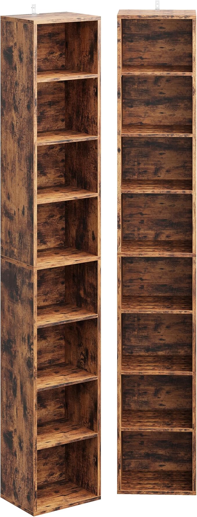 IRONCK Tall Narrow Bookshelf 8 Tiers 71in Set of 2, Compact Corner Bookcase by IRONCK