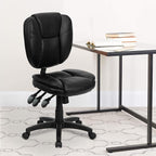 Flash Furniture Caroline Mid-Back Black LeatherSoft Multifunction Swivel - Image 2