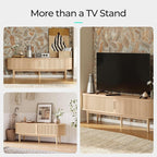 LINSY HOME 70" Fluted TV Stand for TVs up to 80 Inch, Mid Century Modern - Image 4